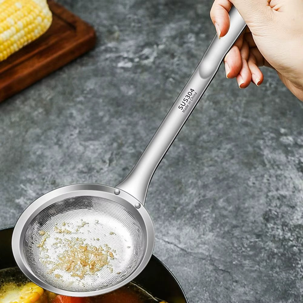 Elevate Your Cooking with the 304 Stainless Steel Fine Mesh Skimmer Spoon for Effortless Grease and Foam Removal