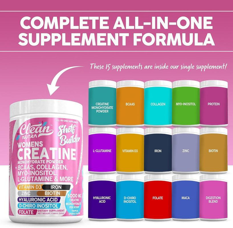 Ultimate Women's Creatine Monohydrate Supplement with BCAA, Collagen, Biotin & More for Enhanced Performance and Wellness