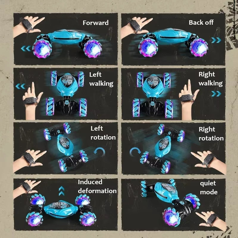 Ultimate 4WD Stunt Drift Car with LED Lights - Gesture Control Remote for Kids - Perfect Electronic Gift!