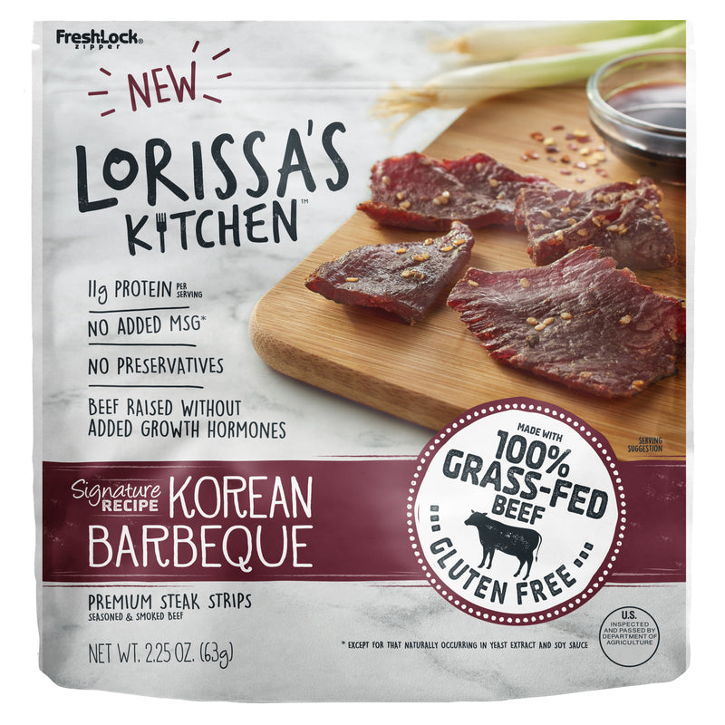 Lorissas Kitchen 9475401 2.25 oz Korean BBQ Beef Jerky Bag Case of 8-