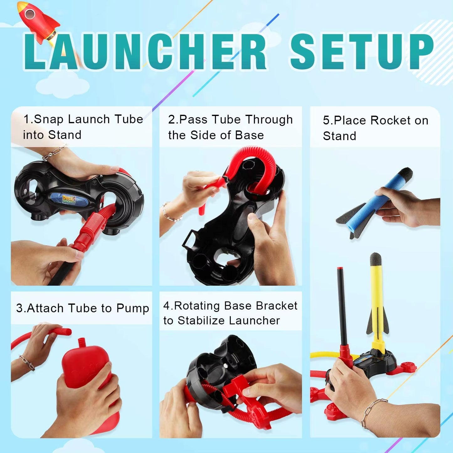 Ultimate Outdoor Foam Rocket Launcher - Fun Dueling Games with Stomp Launch Pad - Perfect STEM Gift for Kids!