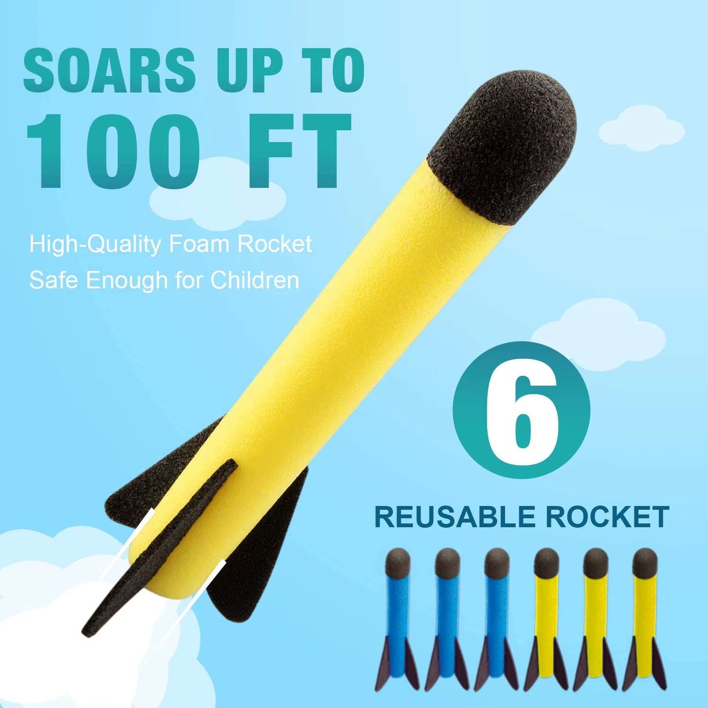 Ultimate Outdoor Foam Rocket Launcher - Fun Dueling Games with Stomp Launch Pad - Perfect STEM Gift for Kids!