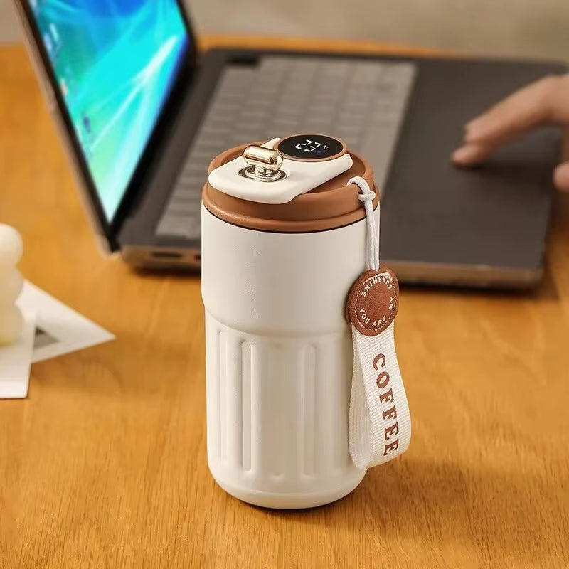 Smart Temperature Display Stainless Steel Insulated Car Mug - Perfect Gift for Beverage Lovers