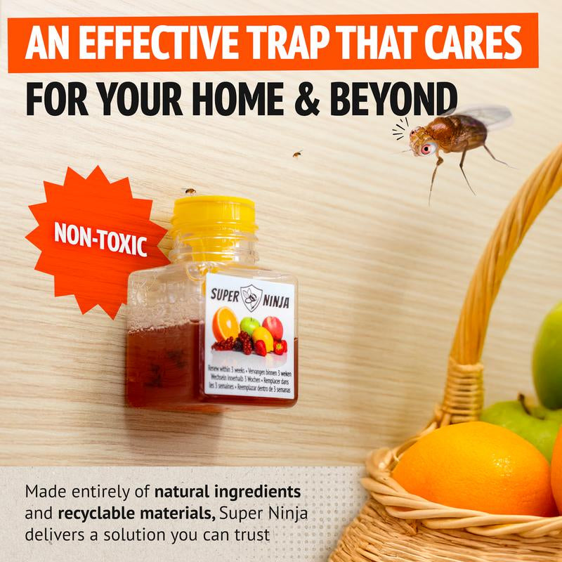 Super Ninja Fruit Fly Trap - Ultimate Indoor Solution for Fruit Fly Control - Eco-Friendly & Long-Lasting Effectiveness!